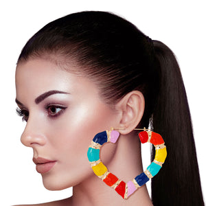 Open image in slideshow, Rainbow Heart Bamboo Hoops
