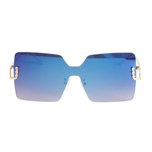 Blue One Piece Square Sunglasses