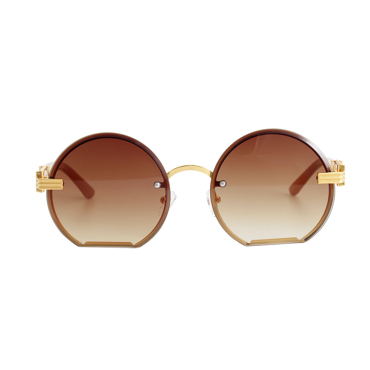 Brown Round Flat Sunglasses