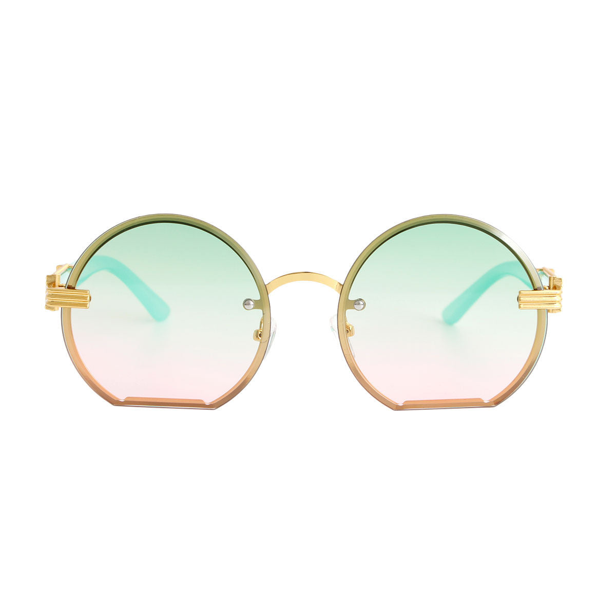 Green Round Flat Sunglasses