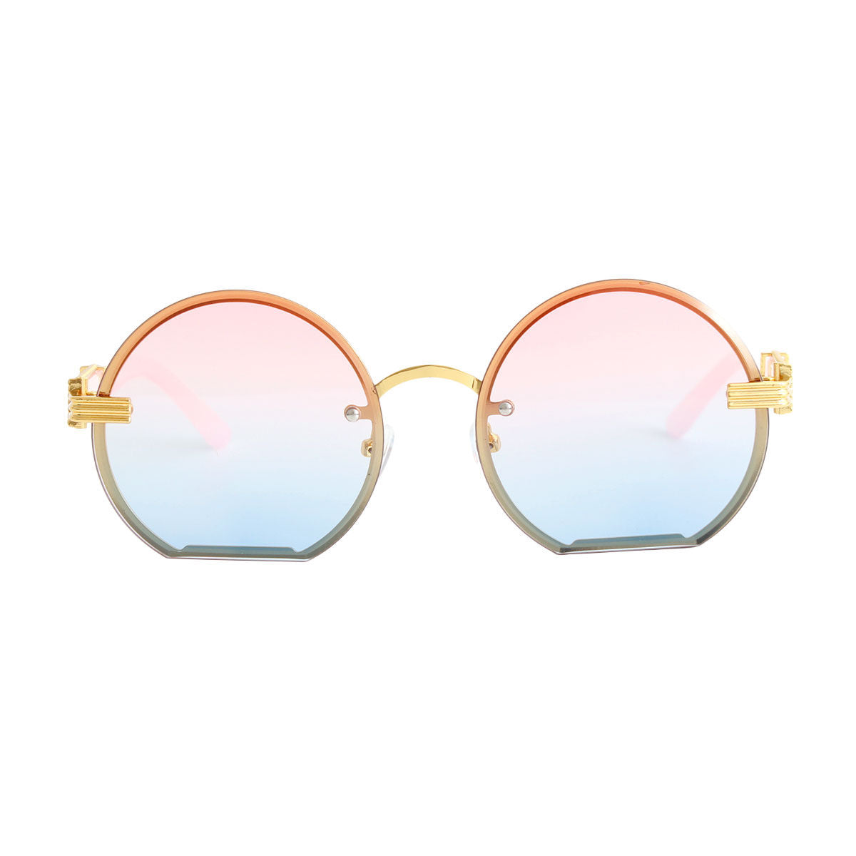 Pink Round Flat Sunglasses